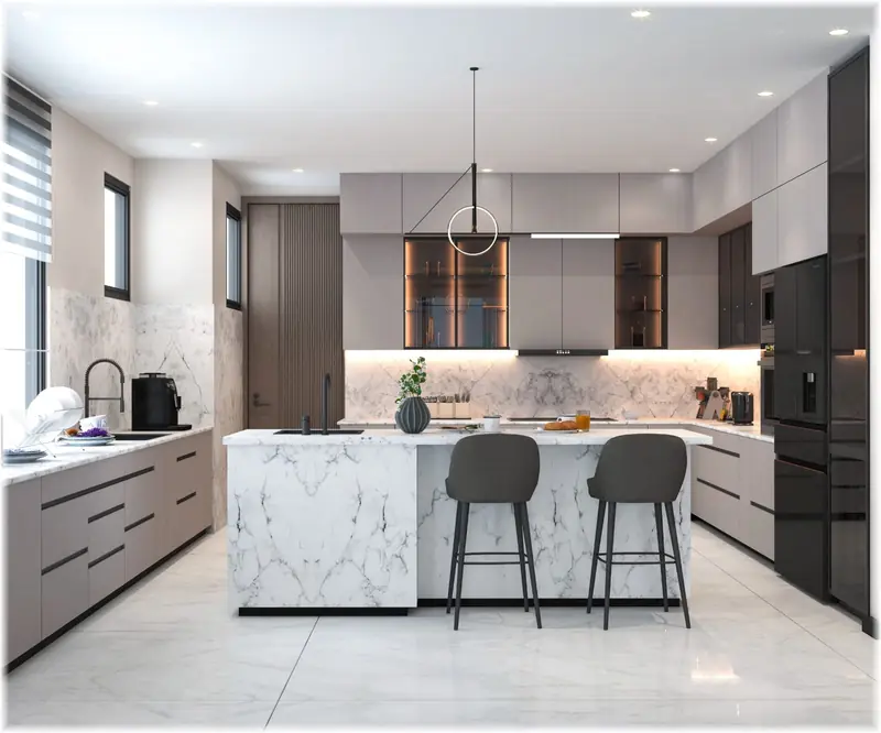 Modular kitchen with island — AK Construction